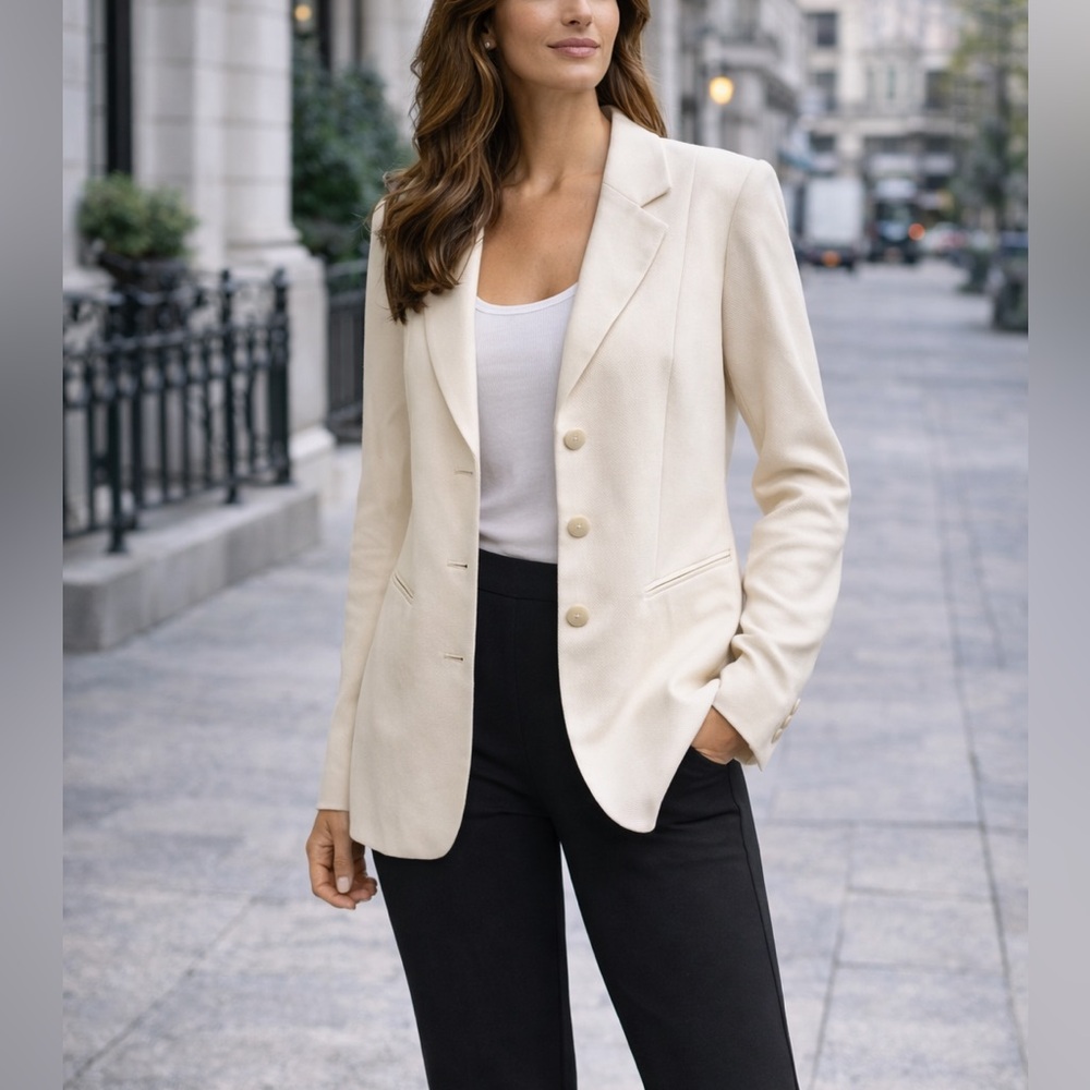 Louis Feraud Cream Women's Wool Blazer